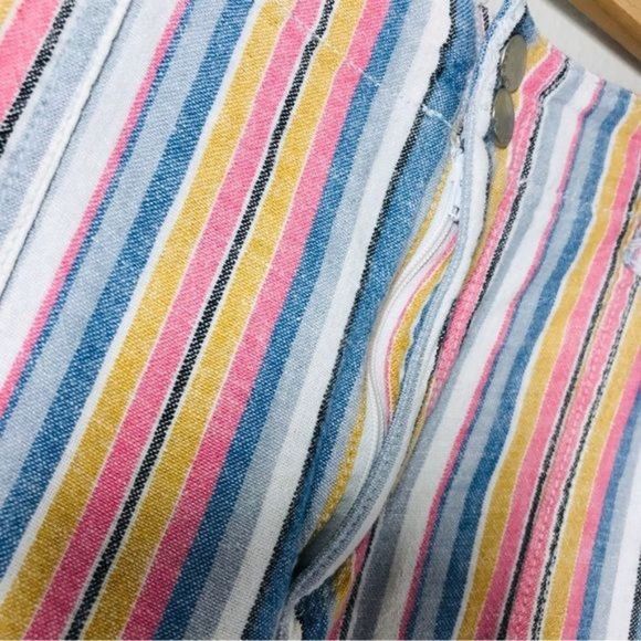 SEVEN7 Linen Blend Striped Crop Wide Leg Pants Size 12 - Picture 5 of 11
